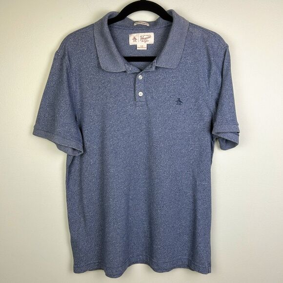 Penguin by Munsingwear Heritage Slim Fit Polo T Shirt Collared Short Slv Blue L - Picture 1 of 12